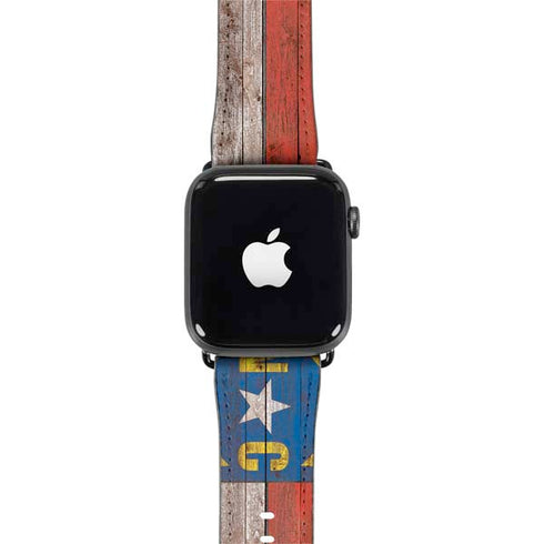 North Carolina Flag Dark Wood Apple Watch Band 42-44mm