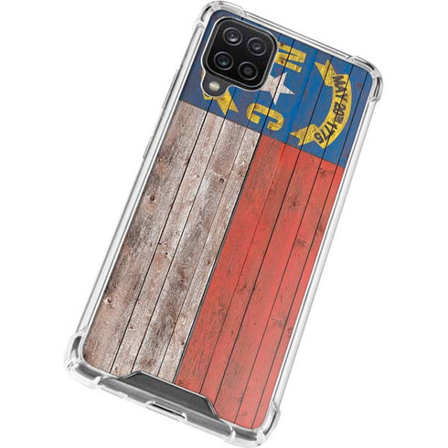 North Carolina Flag Dark Wood Galaxy A12 Clear Case