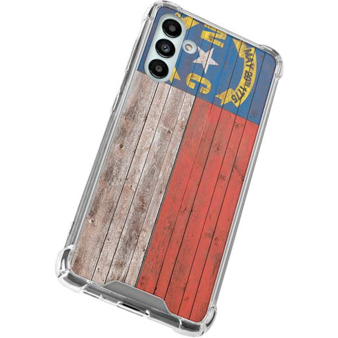 North Carolina Flag Dark Wood Galaxy A13 5G Clear Case