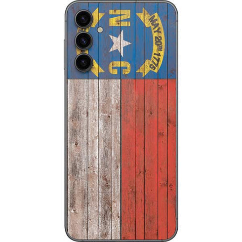 North Carolina Flag Dark Wood Galaxy A14 5G Skin