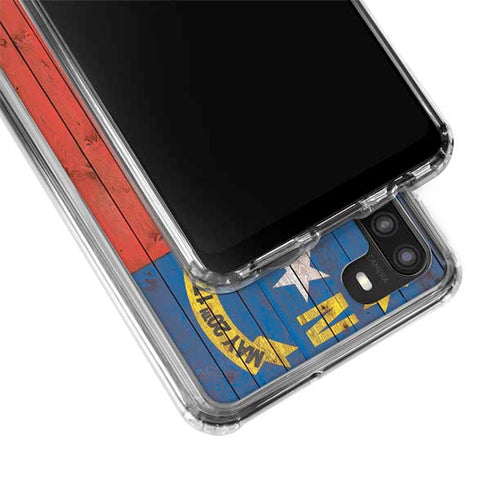North Carolina Flag Dark Wood Galaxy A21 Clear Case
