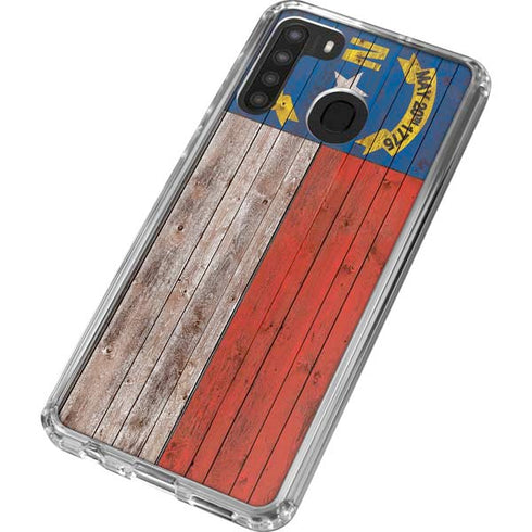North Carolina Flag Dark Wood Galaxy A21 Clear Case