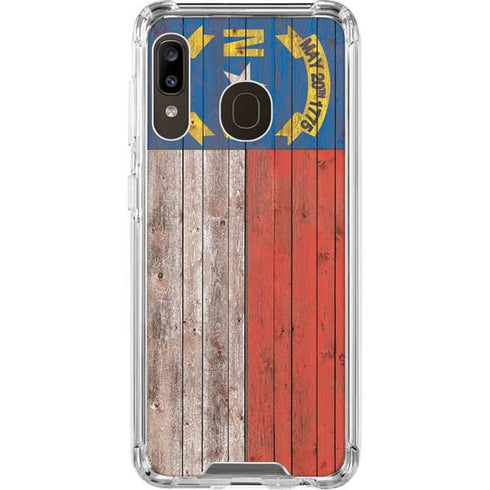 North Carolina Flag Dark Wood Galaxy A30 Clear Case
