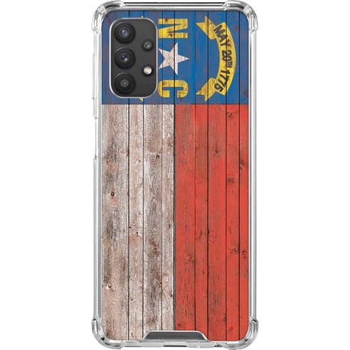 North Carolina Flag Dark Wood Galaxy A32 5G Clear Case