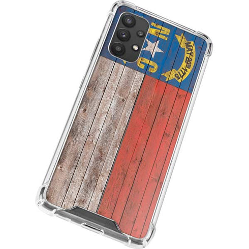 North Carolina Flag Dark Wood Galaxy A32 5G Clear Case
