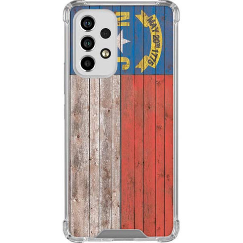 North Carolina Flag Dark Wood Galaxy A53 5G Clear Case