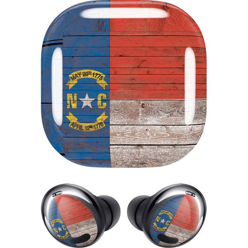 North Carolina Flag Dark Wood Galaxy Buds Pro Skin