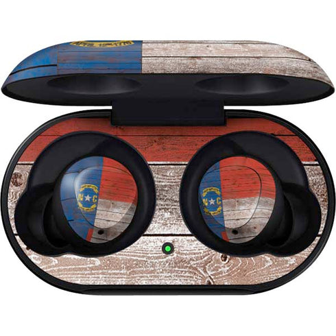 North Carolina Flag Dark Wood Galaxy Buds Skin