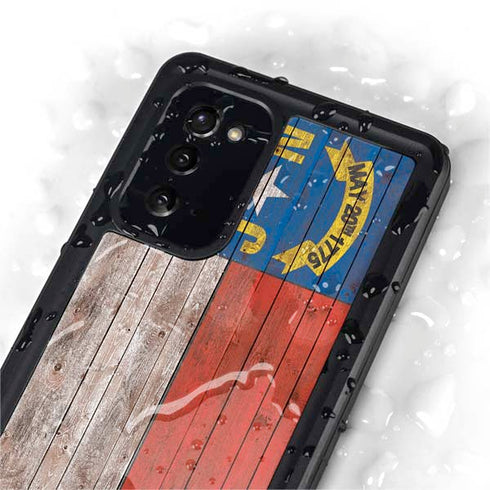 North Carolina Flag Dark Wood Galaxy Note20 5G Waterproof Case