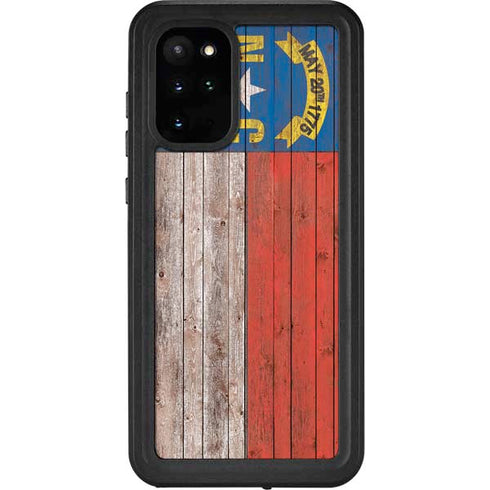 North Carolina Flag Dark Wood Galaxy S20 Plus Waterproof Case