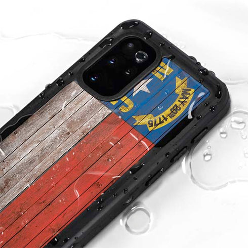North Carolina Flag Dark Wood Galaxy S20 Plus Waterproof Case