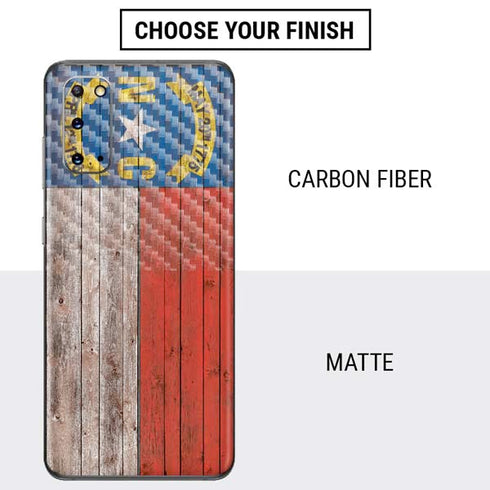 North Carolina Flag Dark Wood Galaxy S20 Skin