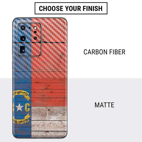 North Carolina Flag Dark Wood Galaxy S20 Ultra 5G Skin