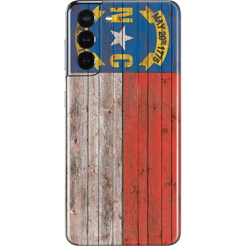 North Carolina Flag Dark Wood Galaxy S21 5G Skin