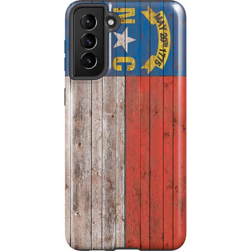 North Carolina Flag Dark Wood Galaxy S21 FE Pro Case