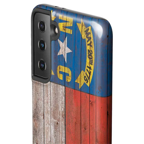 North Carolina Flag Dark Wood Galaxy S21 FE Pro Case
