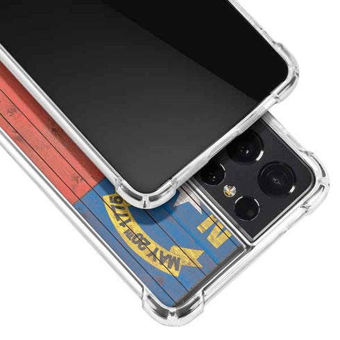 North Carolina Flag Dark Wood Galaxy S21 Ultra 5G Clear Case