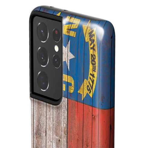 North Carolina Flag Dark Wood Galaxy S21 Ultra 5G Pro Case