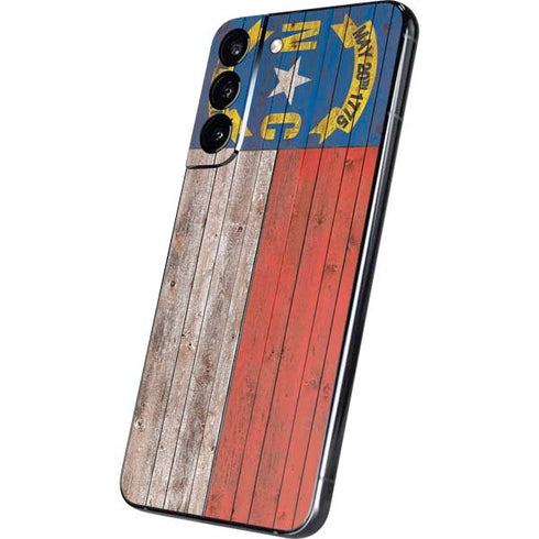 North Carolina Flag Dark Wood Galaxy S22 Plus Skin