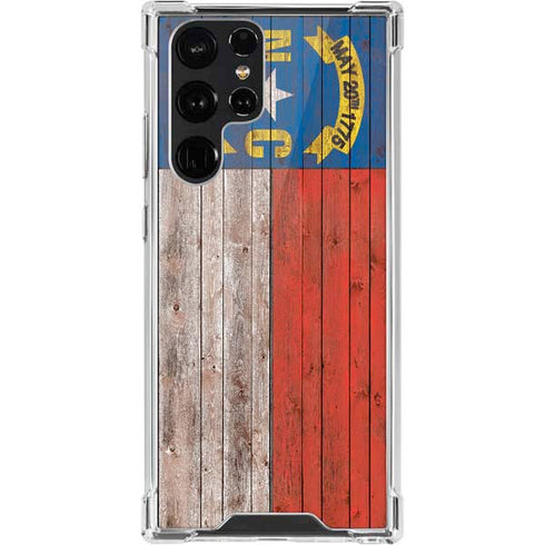 North Carolina Flag Dark Wood Galaxy S22 Ultra Clear Case