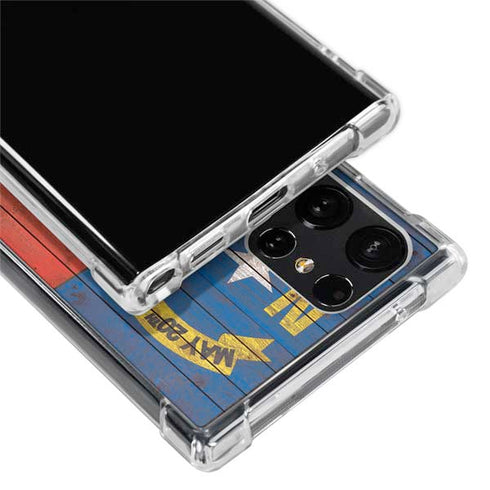 North Carolina Flag Dark Wood Galaxy S22 Ultra Clear Case
