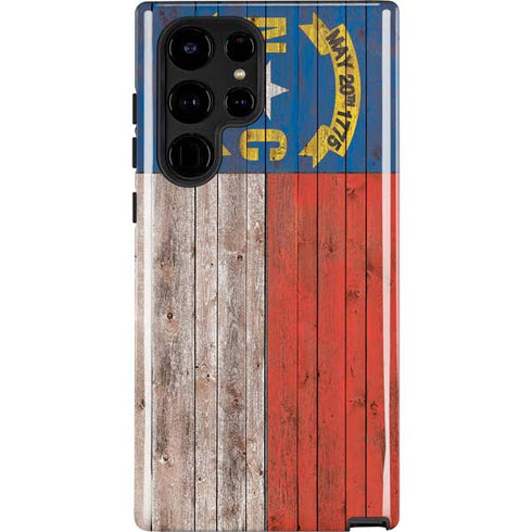 North Carolina Flag Dark Wood Galaxy S22 Ultra Pro Case