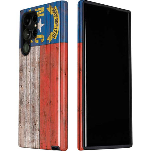 North Carolina Flag Dark Wood Galaxy S22 Ultra Pro Case