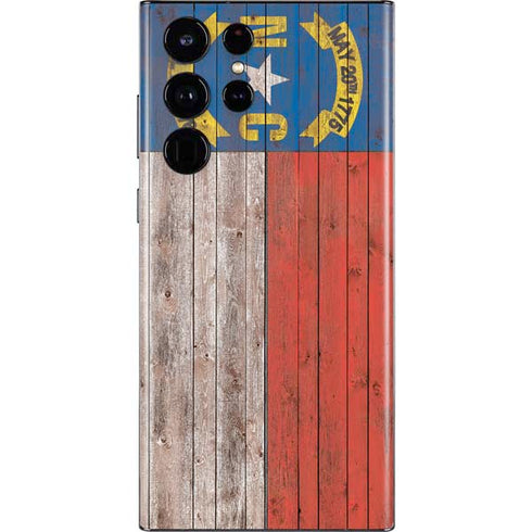 North Carolina Flag Dark Wood Galaxy S22 Ultra Skin