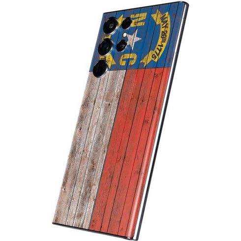 North Carolina Flag Dark Wood Galaxy S22 Ultra Skin
