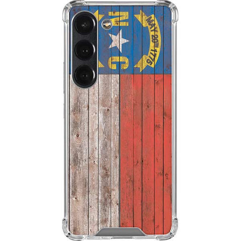 North Carolina Flag Dark Wood Galaxy S23 Clear Case