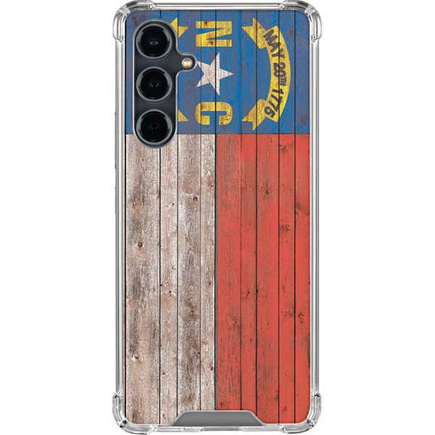 North Carolina Flag Dark Wood Galaxy S23 FE Clear Case