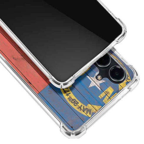 North Carolina Flag Dark Wood Galaxy S23 FE Clear Case