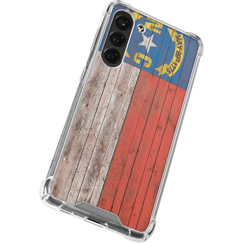 North Carolina Flag Dark Wood Galaxy S23 Plus Clear Case