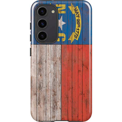 North Carolina Flag Dark Wood Galaxy S23 Plus Pro Case