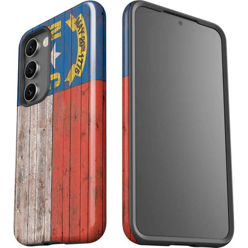 North Carolina Flag Dark Wood Galaxy S23 Plus Pro Case