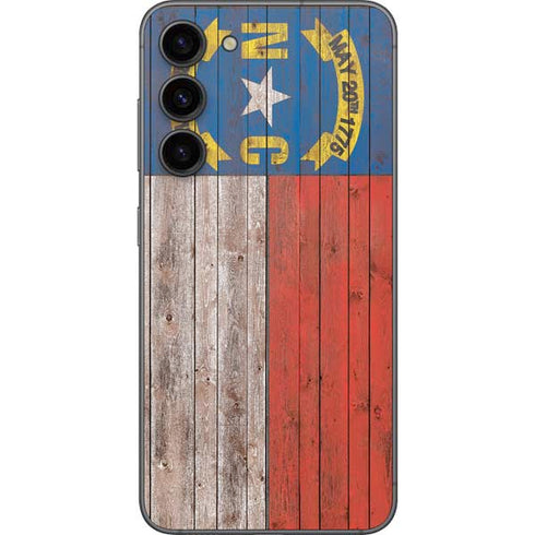 North Carolina Flag Dark Wood Galaxy S23 Plus Skin