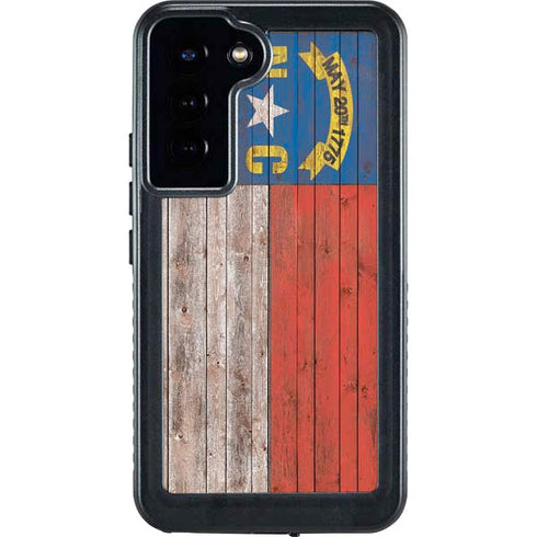 North Carolina Flag Dark Wood Galaxy S23 Plus Waterproof Case