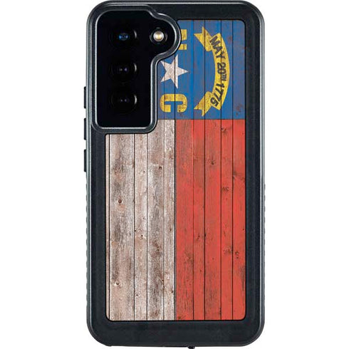 North Carolina Flag Dark Wood Galaxy S23 Waterproof Case