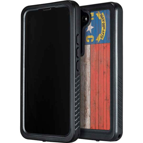 North Carolina Flag Dark Wood Galaxy S23 Waterproof Case
