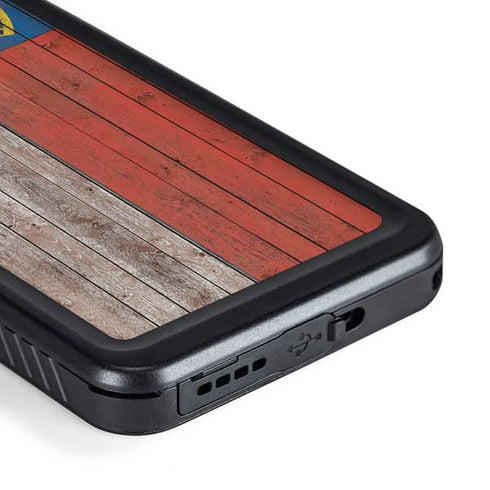 North Carolina Flag Dark Wood Galaxy S23 Waterproof Case