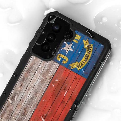 North Carolina Flag Dark Wood Galaxy S23 Waterproof Case
