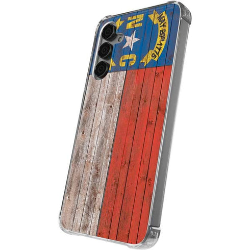 North Carolina Flag Dark Wood Galaxy S24 Plus Clear Case