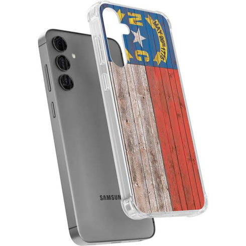 North Carolina Flag Dark Wood Galaxy S24 Plus Clear Case