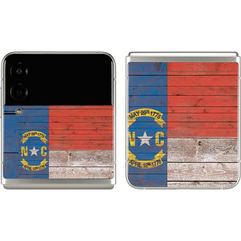 North Carolina Flag Dark Wood Galaxy Z Flip3 5G Skin