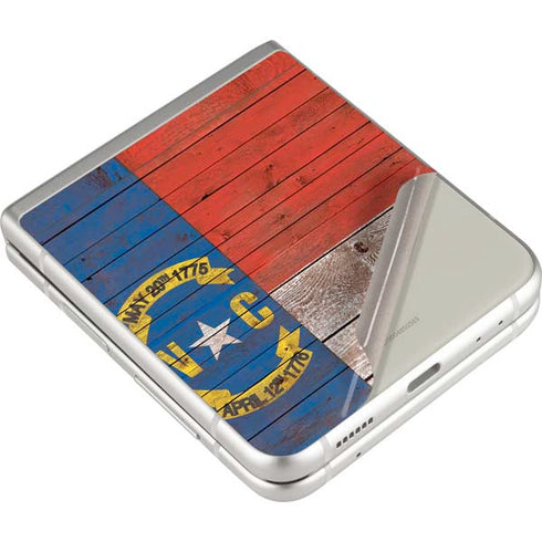 North Carolina Flag Dark Wood Galaxy Z Flip3 5G Skin