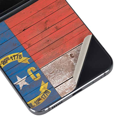 North Carolina Flag Dark Wood Galaxy Z Flip5 5G Skin
