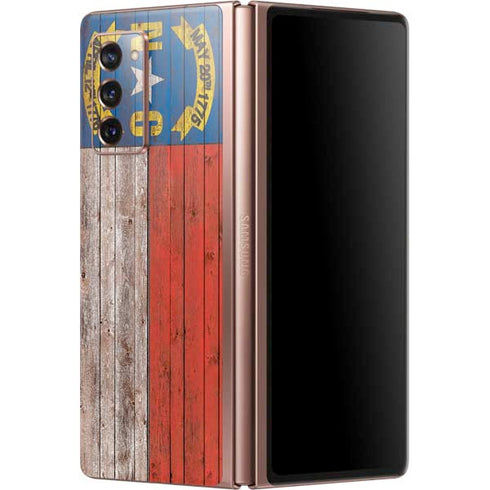 North Carolina Flag Dark Wood Galaxy Z Fold2 5G Skin
