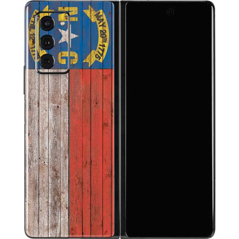 North Carolina Flag Dark Wood Galaxy Z Fold2 5G Skin