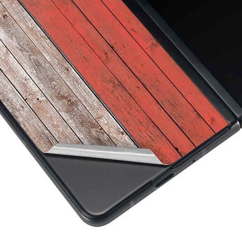 North Carolina Flag Dark Wood Galaxy Z Fold3 5G Skin