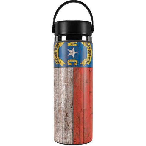 North Carolina Flag Dark Wood Hydro Flask 20oz Wide Mouth Skin